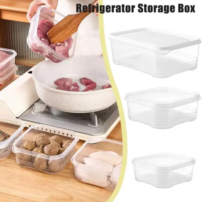 Boîte de rangement scellée en plastique rectangulaire pour réfrigérateur domestique, bac à légumes avec couvercle, entretoise fraîche, clair, boulettes