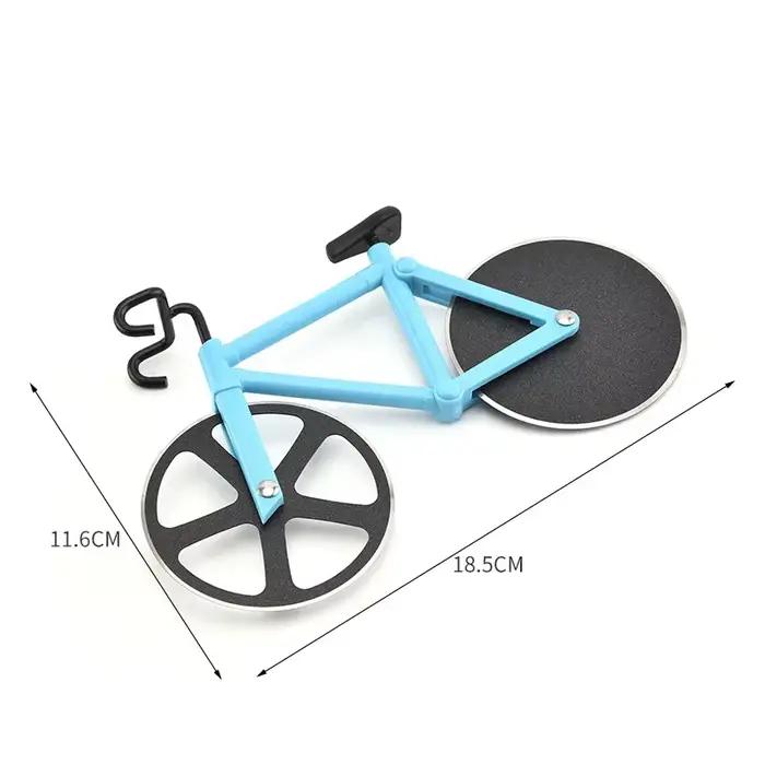 Couteau à pizza en acier inoxydable en forme de vélo à deux roues