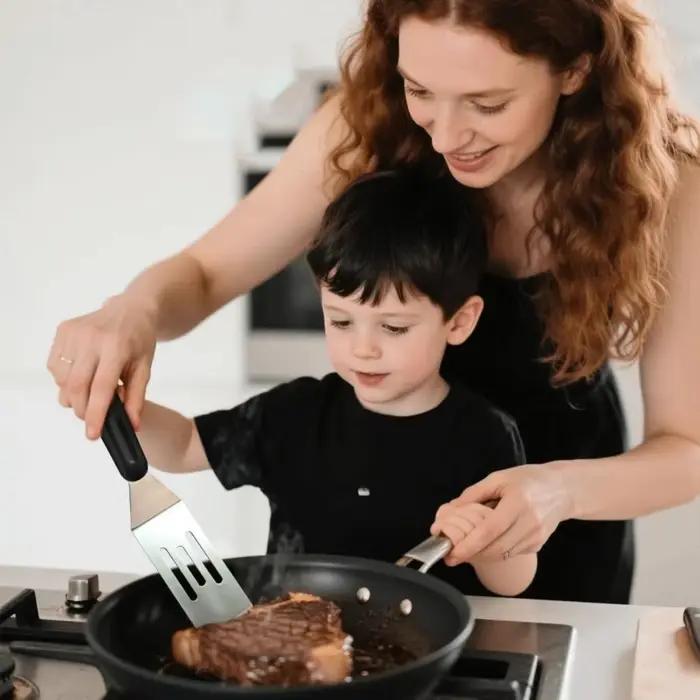 Spatule de gril en acier inoxydable, conception creuse, poignée Anti-brûlure, pelle à Steak frit, Mini spatule rectangulaire pour serveur de tarte, Lasagne