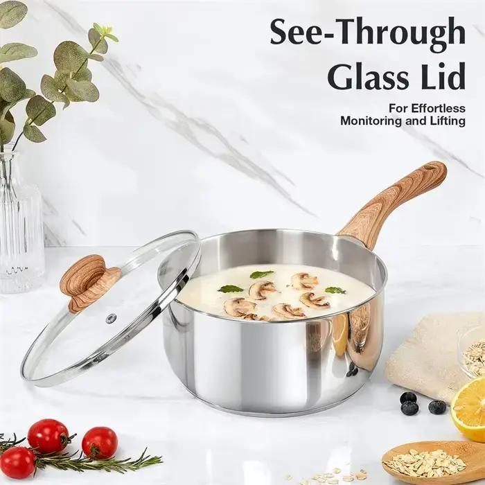 Casserole KOCH SYSTEME CS en acier inoxydable avec couvercle en verre pour soupes et sauces occasionnelle à offrir