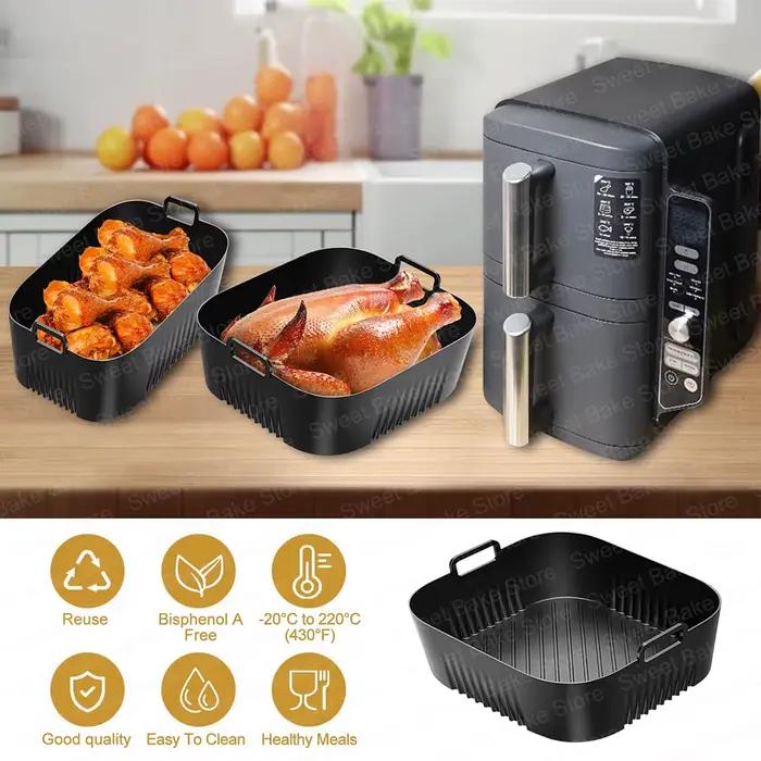 2 moules de cuisson en silicone réutilisables pour friteuse à air chaud Tefal EY9018 Dual Easy Fry 5.2/3.1L, Cecotec 5.5/3.5L, pour Lakeland 5L/3L