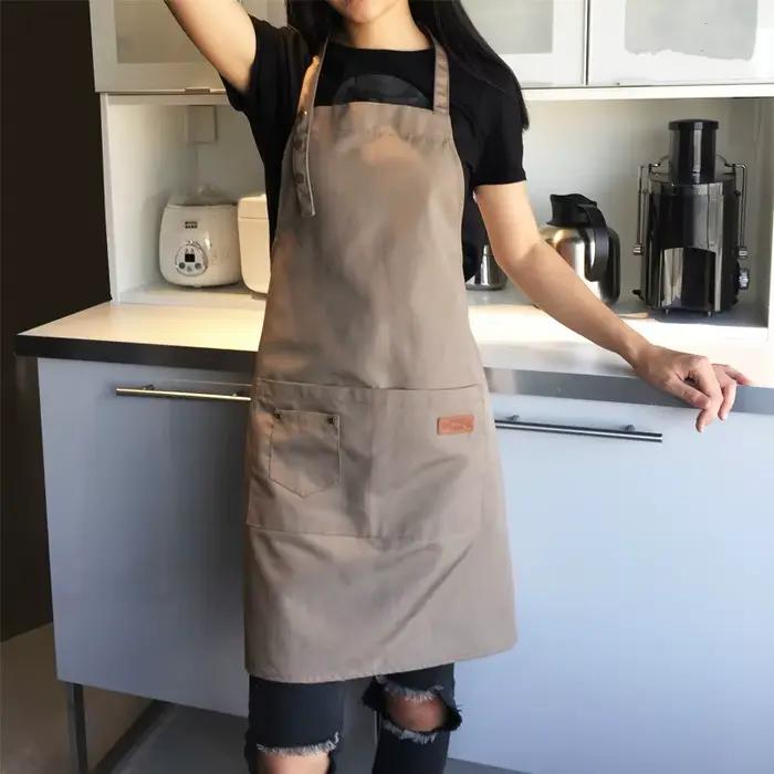 Tabliers de cuisine avec Logo de marque personnalisé pour femmes et hommes, Chef de travail, gril, Restaurant, Bar, boutique, cafés, beauté des clous, uniforme personnalisé
