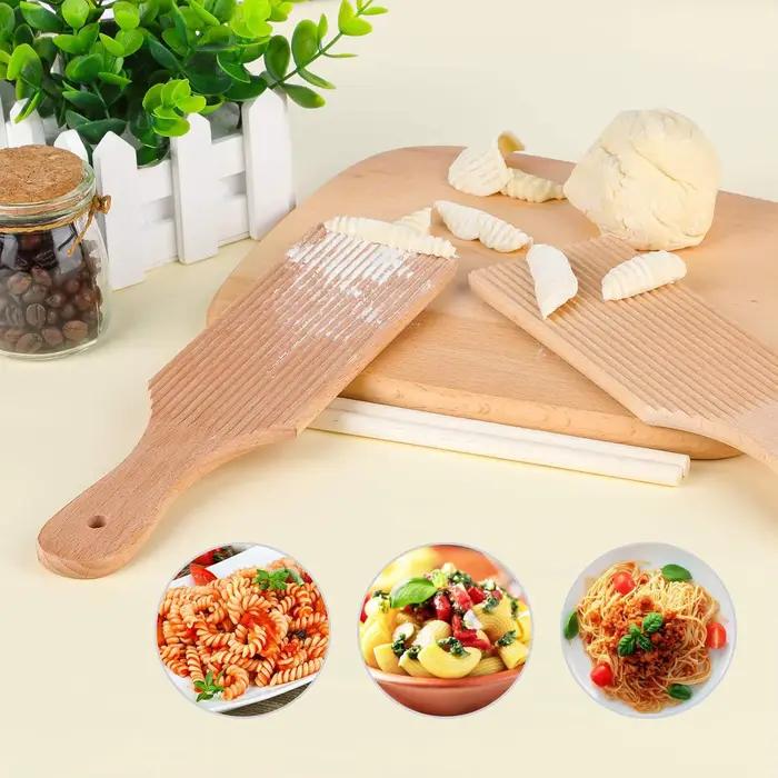 Palettes de poupée en bois Gnocchi, planche à pâtes Gnocchi, décapant avec anciers Garganelli, bois naturel pour pâtes et poupée
