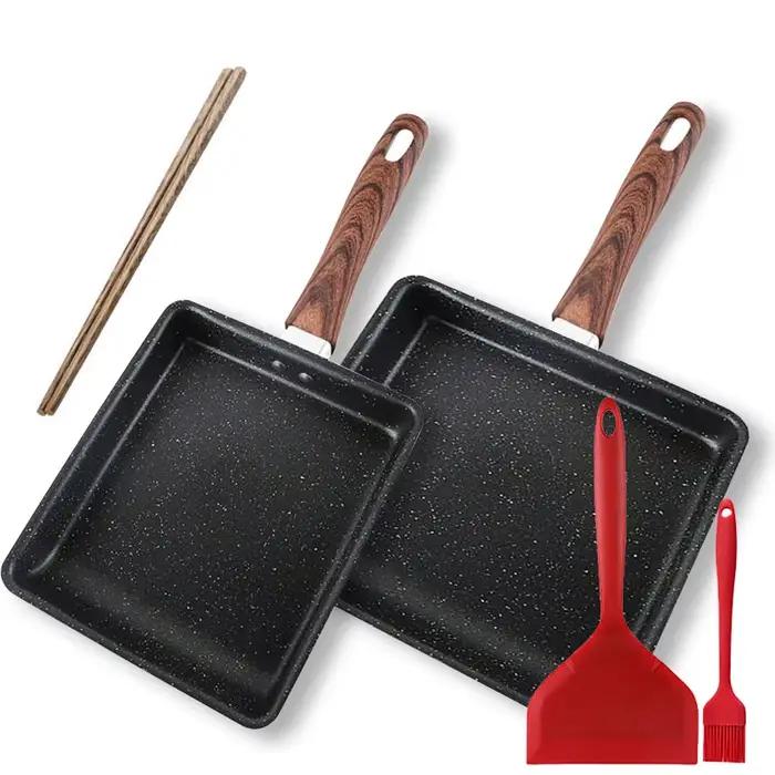 Poêle à omelette japonaise antiadhésive Tamagoyaki, poêle à œufs en fonte carrée, petite poêle de cuisine pour omelettes, steak, camping