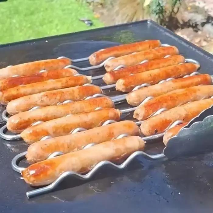 Support à rouleaux pour saucisses BBQ en acier inoxydable 360 °