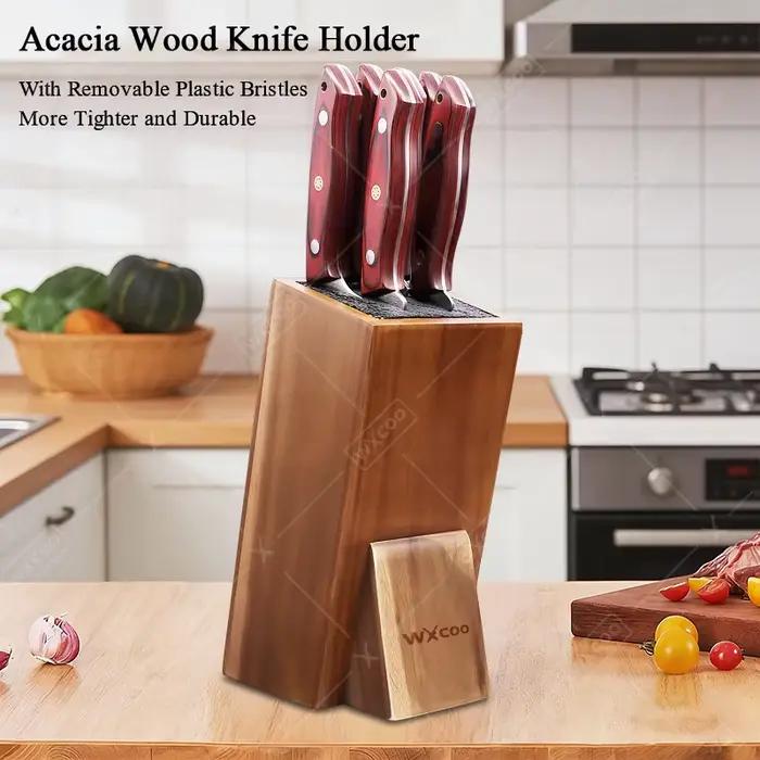 Nouveau porte-couteau universel de cuisine en bois d'acacia