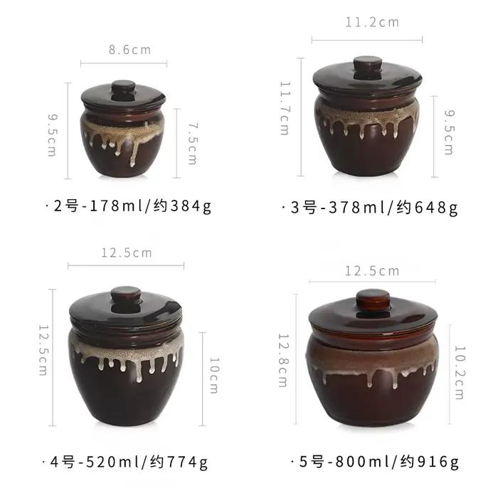 Pot de décapage en céramique émaillée, pot de Fermentation Kimchi de Style Antique, récipient de conserve en grès pour le stockage de la cuisine à domicile