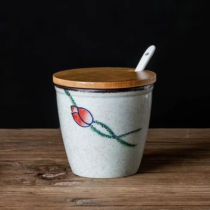 Pots à épices en céramique de Style rétro avec peinture sous glaçure