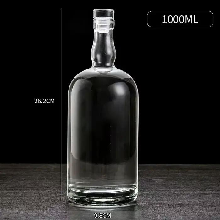 Bouteilles en verre vides pour spiritueux (vodka, gin) 500ml, 750ml, 1 litre avec bouchon en liège pour liqueurs - Vente en gros