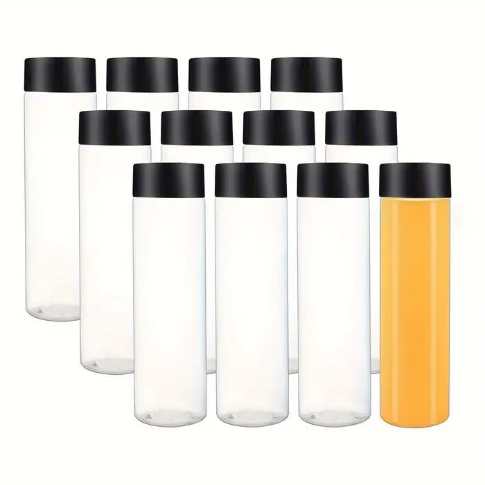 Bouteilles de jus de fruits en plastique transparentes et réutilisables pour usage intérieur et extérieur, avec choix de couleurs et capacités variées pour adultes occasions spéciales