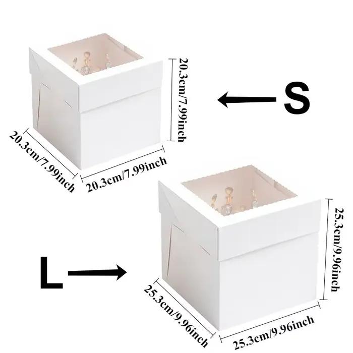 Boîtes de pâtisserie blanches avec fenêtre, pliables, jetables, pour gâteaux, biscuits, pâtisseries, boîte de rangement pour gâteaux, fête d'anniversaire, 2/4/6 pièces