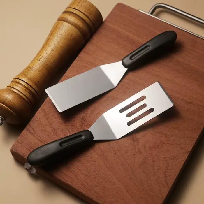 Spatule de gril en acier inoxydable, conception creuse, poignée Anti-brûlure, pelle à Steak frit, Mini spatule rectangulaire pour serveur de tarte, Lasagne
