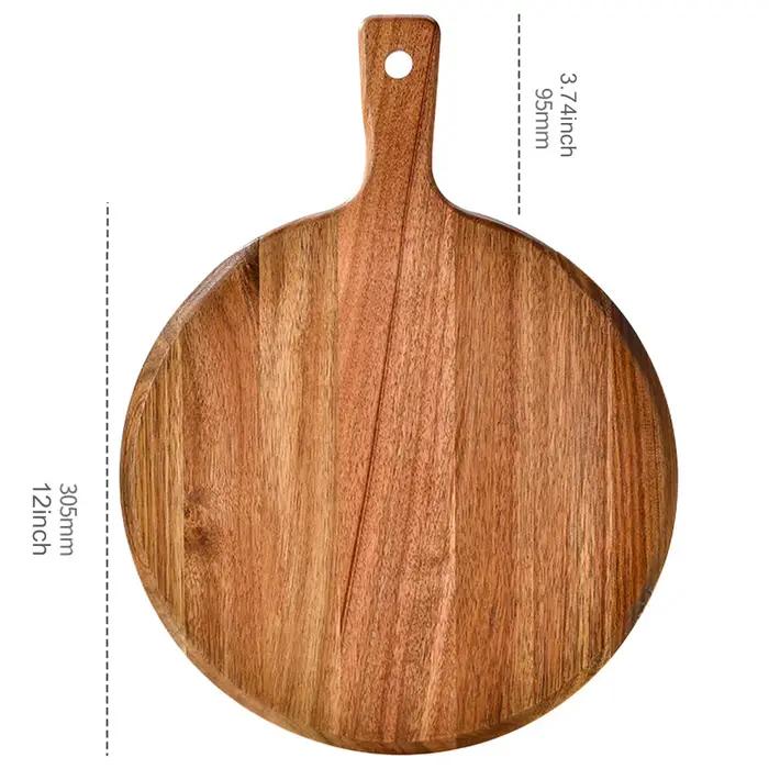Planche à pizza ronde en bois rouge pour la cuisine et le service, découpe, présentation de gâteaux, cadeau pour les chefs et les amateurs de cuisine