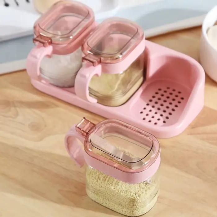 Bocal à épices en plastique et verre transparent, boîte d'assaisonnement, bouteille de stockage d'épices de cuisine, outils de boîte à poudre de cumin Belle