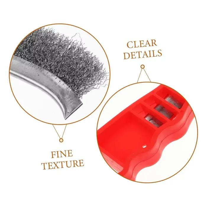 Brosse à rouleau pour enlever la rouille des métaux, brosse de nettoyage pour barbecue avec manche en plastique, adaptée au nettoyage des grilles de barbecue