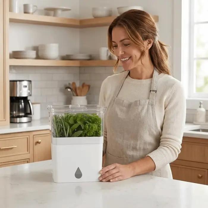 Récipient pratique en plastique pour herbes fraîches