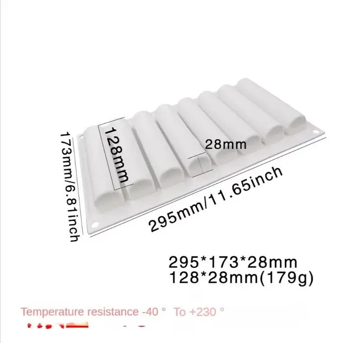 8 trous 3D ovale longue bande tarte décoration Dessert Silicone pâtisserie gâteau moule pour bricolage cuisson