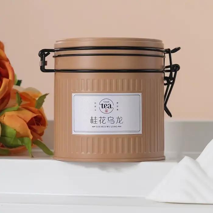 Boîte à thé multifonctionnelle en fer blanc avec couvercle rabattable, pot de rangement pour thé, boîte à café, pot à bonbons hermétique, idéale pour les voyages et les occasions spéciales