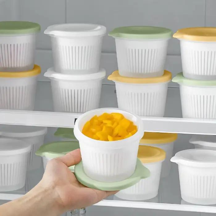 Boîte de fraîcheur à Double couche, boîte de rangement fraîche scellée pour légumes avec panier de vidange, crépines de vidange pour réfrigérateur, conteneur