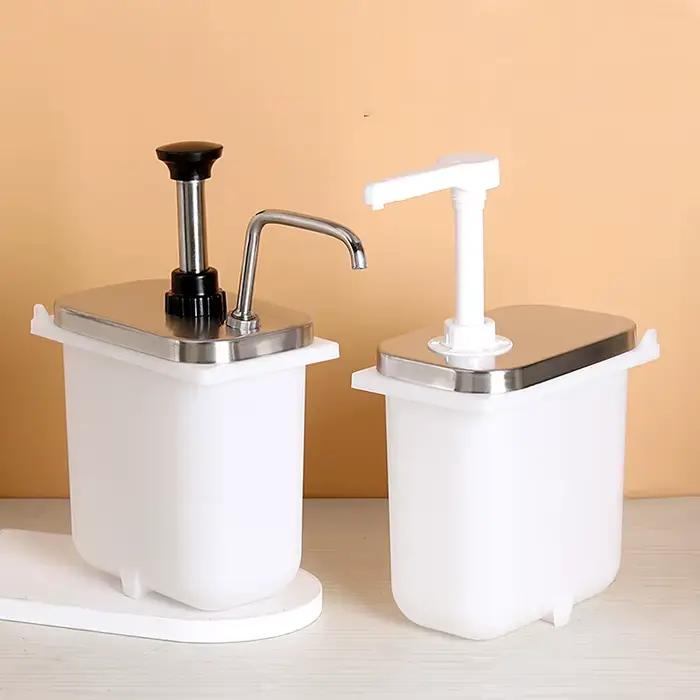 Distributeur de pompe à condiments en plastique, bouteille à presser, presse à sucre pressée à la main, pompe à sauce, bouteille de magasin de thé au lait, sirop fructose