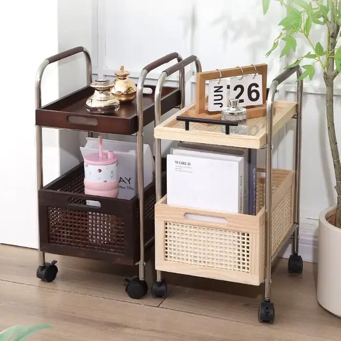 Support de rangement moderne et simple en acier inoxydable multifonctionnel pour salons cuisines salles de bains avec roulettes pour ranger ustensiles de cuisine produits d'entretien