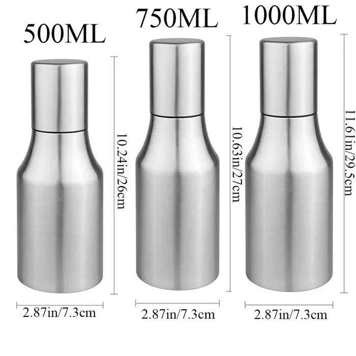 500/750/1000ml acier inoxydable Olive Anti-déversement étanche Portable accessoires de cuisine distributeur d'huile