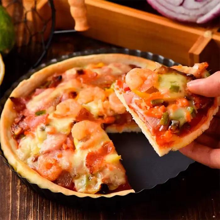 Moules antiadhésifs pour tarte quiche flan rond amovibles fond ample cannelé robuste pour tarte pizza gateau ustensiles de cuisson home garden kitchen dining bar baking dishes pans