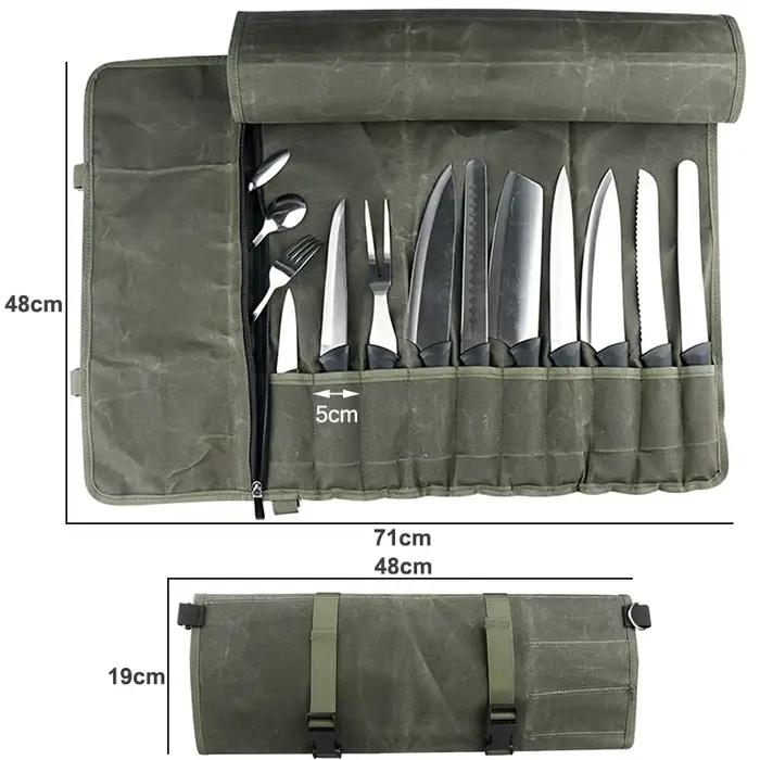 Sac en rouleau de couteaux de chef de cuisine durable