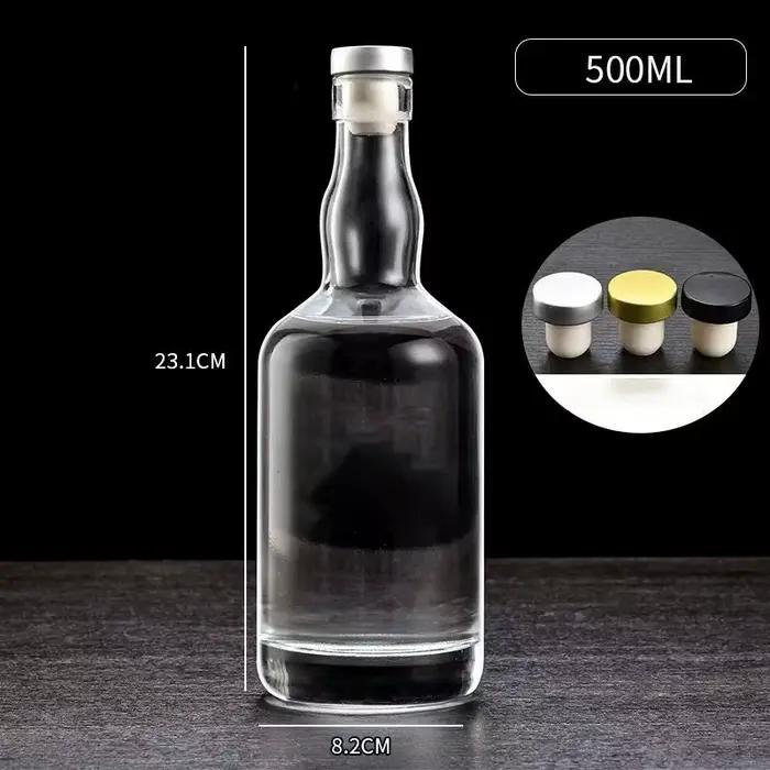 Bouteilles en verre vides pour spiritueux (vodka, gin) 500ml, 750ml, 1 litre avec bouchon en liège pour liqueurs - Vente en gros