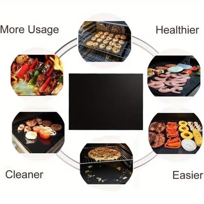 Lot de 5 tapis de cuisson antiadhésifs pour barbecue