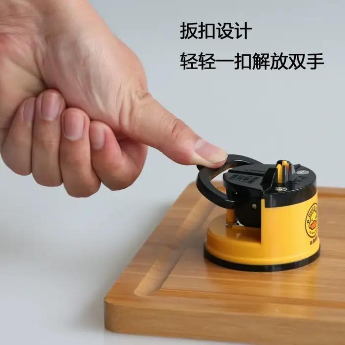 Petite pierre à aiguiser multifonctionnelle pour couteaux, artefact en résine jaune, ventouse de cuisine simple et rapide