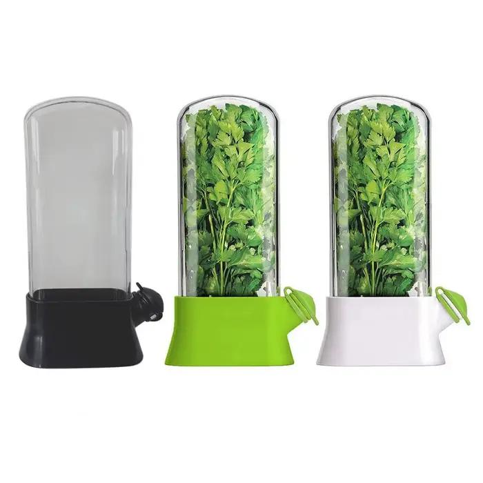 Boîte de conservation pour herbes, boîte de rangement en plastique, design moderne, réutilisable, pour coriandre, persil, oignons verts et asperges