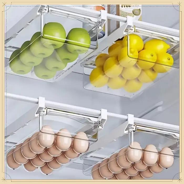 Boîte de rangement transparente pour tiroir de réfrigérateur, sous-étagère, pour fruits, légumes, œufs, organiseur de conservation, conteneur de cuisine