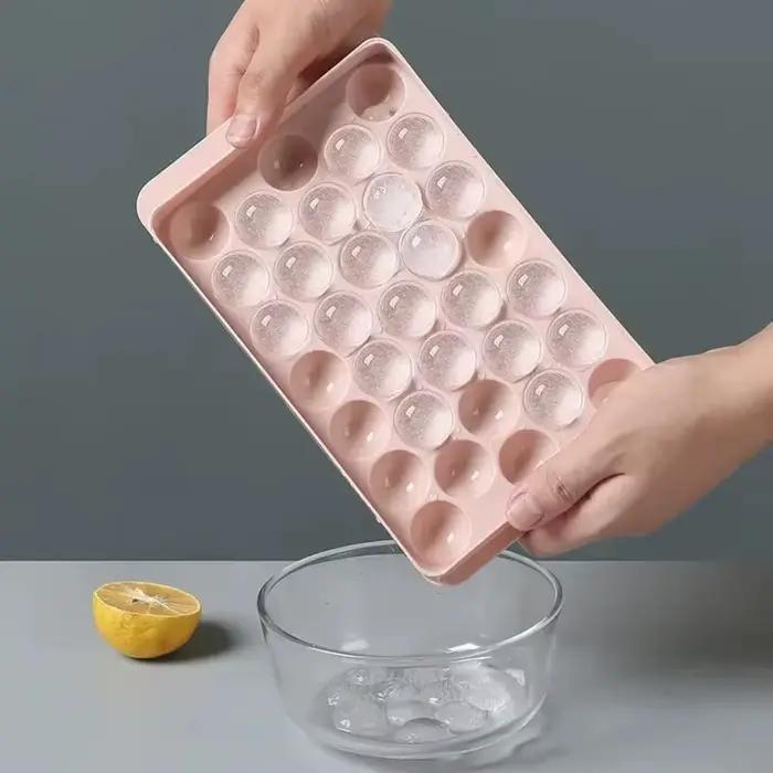 Boîte à glaçons créative avec pelle à glace, boîte de rangement de boules de glace à 3 couches avec couvercle, moules à glaçons de grande capacité pour la maison
