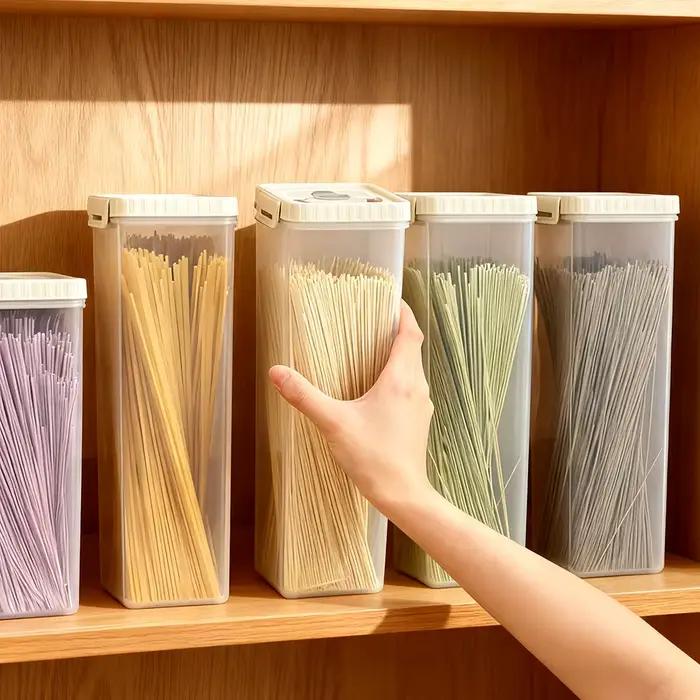 Boîte de rangement de pâtes WORTHBUY avec poignée nouilles résistantes à l'humidité boîte scellée conteneur de stockage spaghetti organisateur de cuisine moderne élégant à offrir