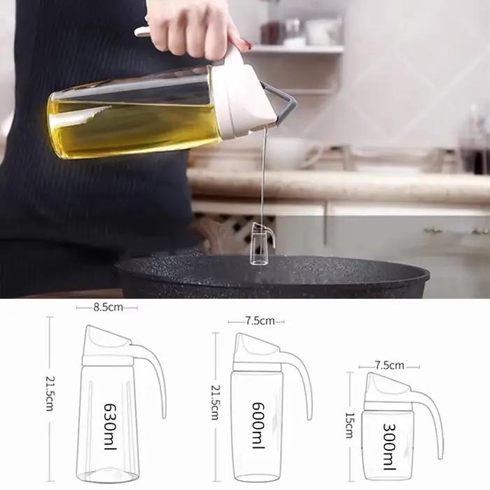 Bouteilles à ouverture automatique pour huile et vinaigre, récipient d'huile d'olive, miel, bouteille d'huile en verre de cuisine de 300/600/630ML