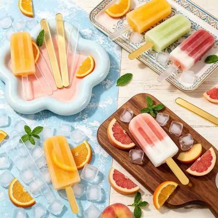 Bâtonnets de glace en acrylique réutilisables modernes pour desserts, gâteaux, bonbons et artisanat fait maison occasions spéciales