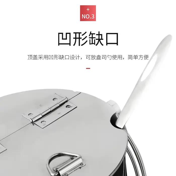 Seau à Sucre Épais à Clapet en Acier Inoxydable avec Couvercle, Glace Portable E27, Magasin de Thé au Lait, Refroidisseur de Vin à Cliquetis Froids