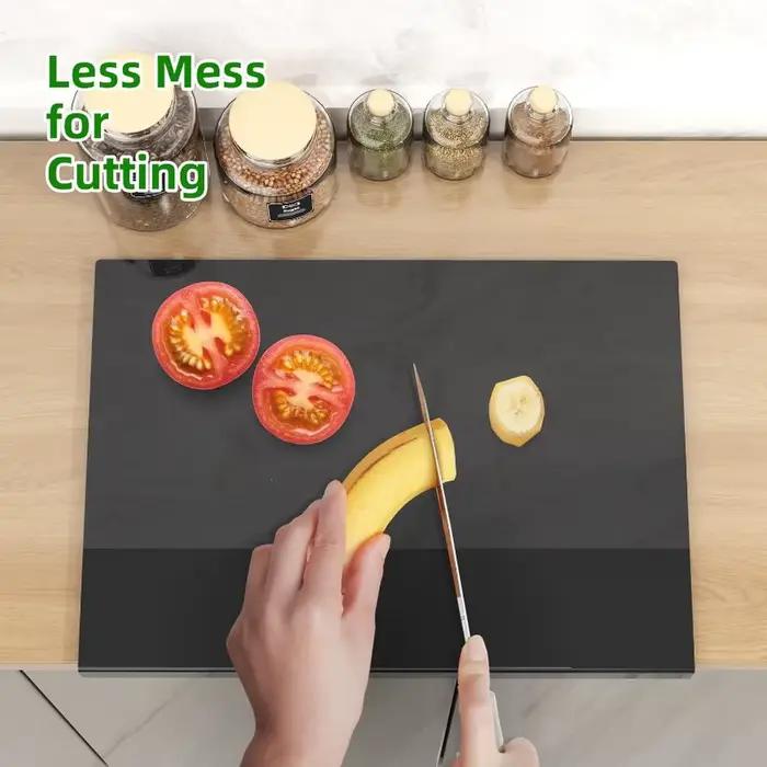 Planche à découper en acrylique noire haute qualité pour cuisine, résistante aux fissures, design moderne et protection efficace pour comptoirs, sans BPA et facile à nettoyer