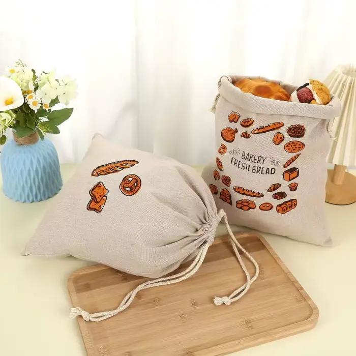 Sac de rangement en lin réutilisable pour collation créative