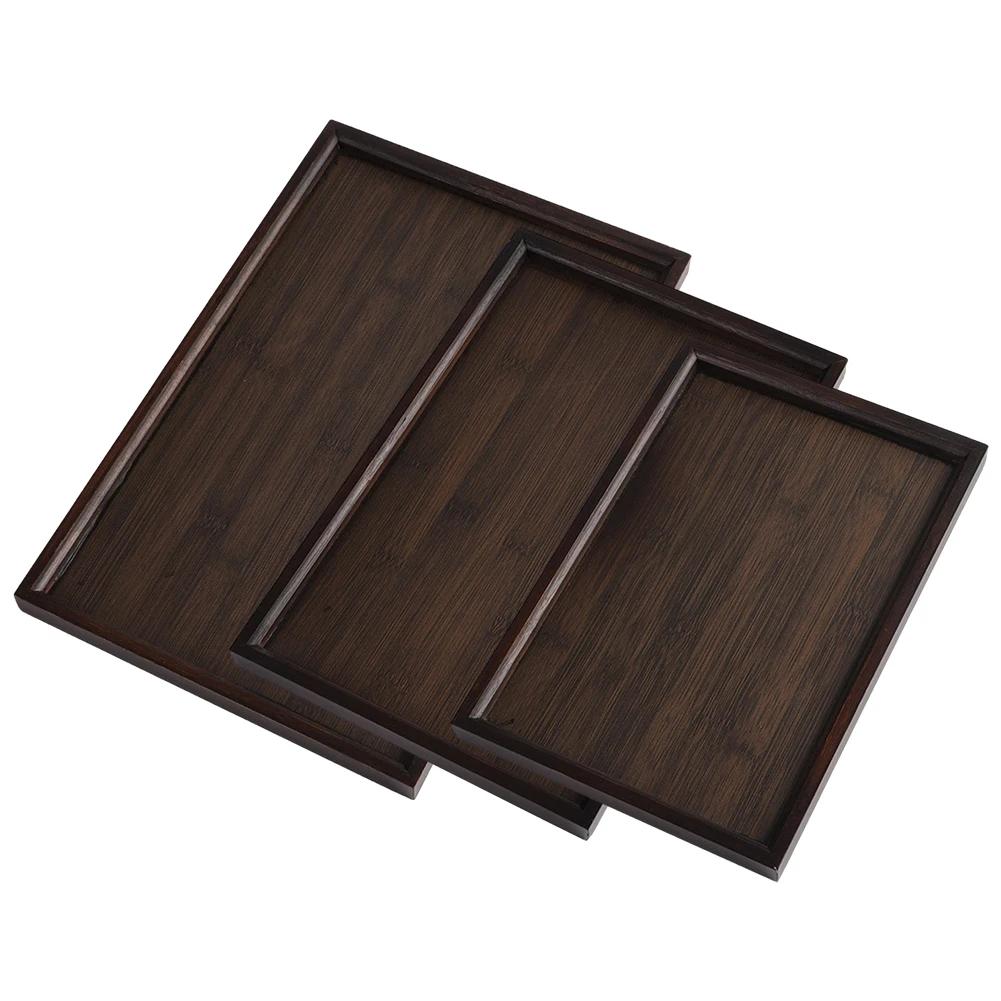 Plateau de service carré en bois, plateau de service en bambou, vaisselle de cuisine, plateau pour d