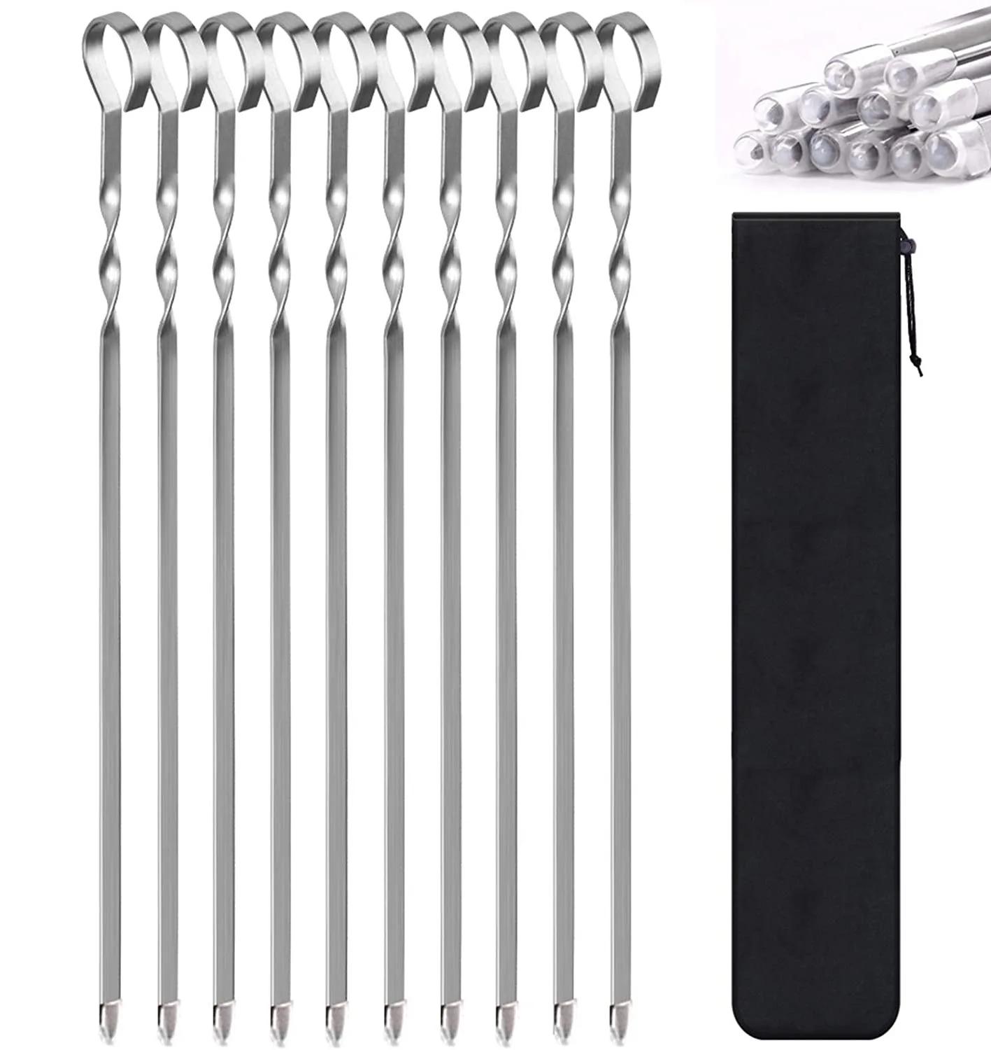 Bâton de rôti réutilisable pour barbecue, fourcommuniste plates en acier inoxydable, gadgets de piqu