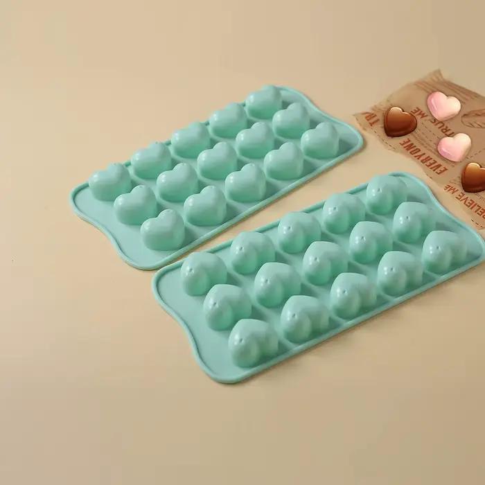 Moule à chocolat en Silicone tridimensionnel en forme de cœur, 15 trous, grille de glace, Mousse, bo