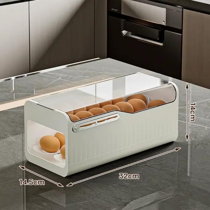 Boîte de rangement d'œufs, porte-œufs à défilement automatique, réfrigérateur de cuisine domestique