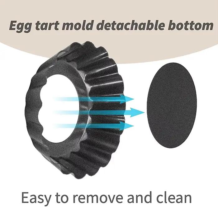 LMETJMA Mini moules à tarte 8 cm moules à tarte aux œufs avec fond amovible antiadhésif petit moule