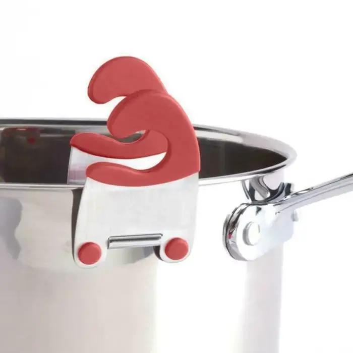 Porte-cuillère à Pot, Clip de fixation Anti-brûlure, poignée en Silicone pour cuillère, spatule, fou