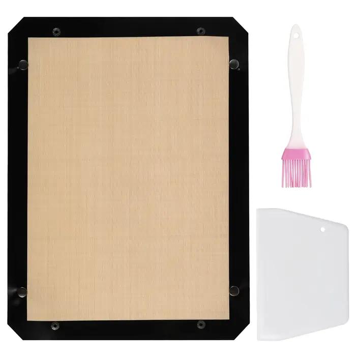 Tapis de cuisson en fibre de silicone avec spatule et brosse, tapis de pâtisserie antidérapant en si
