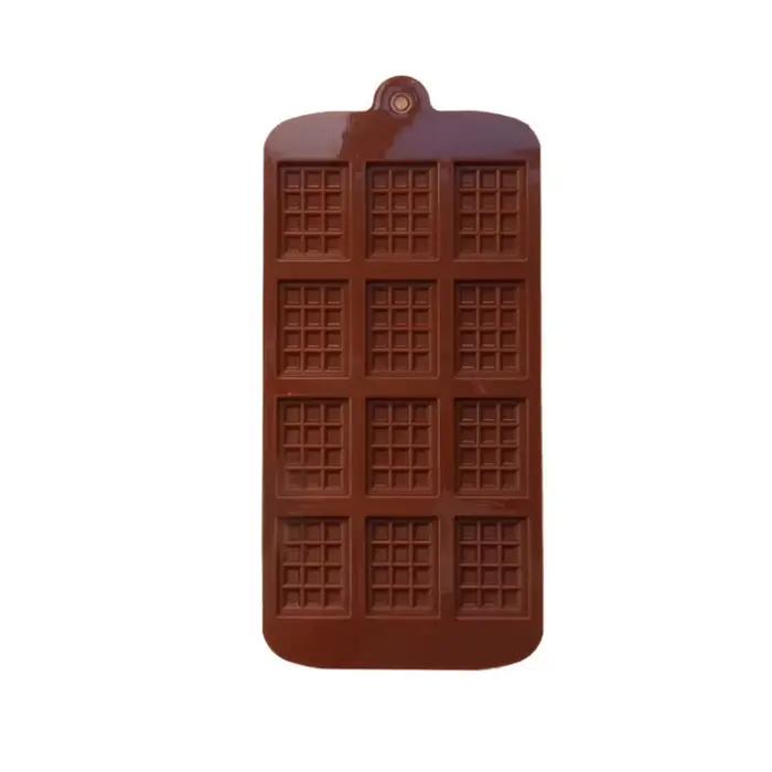 12 moules à chocolat en Silicone, moules à gaufres à Fondant, moule de barre de bonbons, outils de d