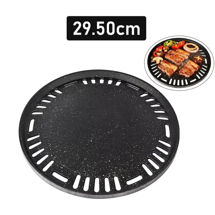 Plaque de gril coréenne, revêtement circulaire en aluminium, plat à viande, Triple plat pour planche