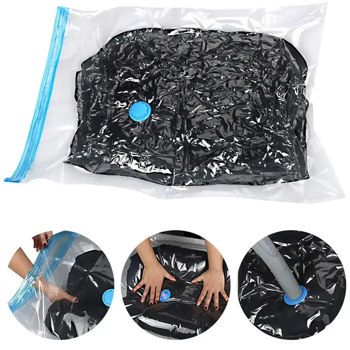 Sacs de rangement sous vide avec Valve, transparents, pliables, compressés, gain de place, sceau de
